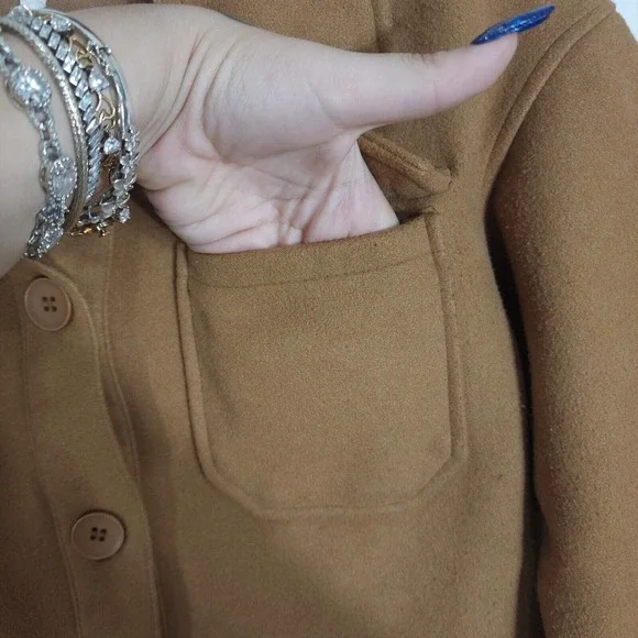 Avec Les Filles Womens Shacket Camel Brown Tan Relaxed Cozy Knit Shirt Jacket S - Picture 9 of 13